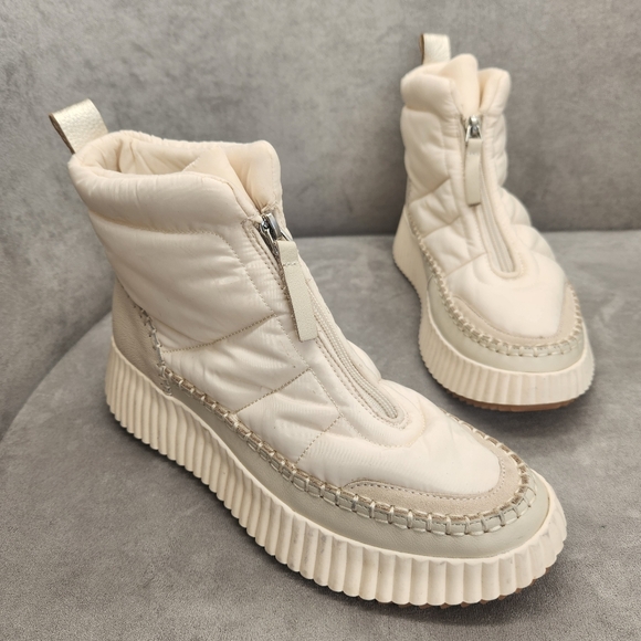 Dolce Vita Sneakers 10 White Quilted Puffer Devlin High Top Front Zip New $145